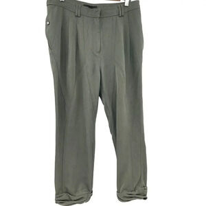 Alexander Wang Pants High Rise Pleated Crop Army Green Size 8